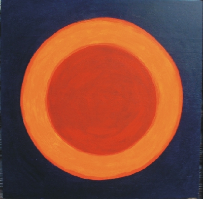 Orange Circle on Blue